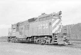 Burlington Northern diesel locomotive 1786 at Longview Junction, Washington in 1975.