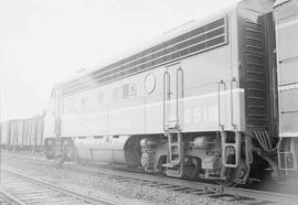 Northern Pacific diesel locomotive number 6514 at Manitoba Jct., North Dakota, in 1954.