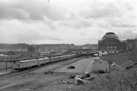 Amtrak diesel locomotives 333 at Tacoma, Washington on March 17, 1973.