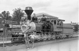 Denver & Rio Grande Western Railroad steam locomotive 268 at Denver, Colorado, circa 1965.