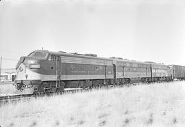 Burlington Northern diesel locomotive 820 at Spokane, Washington in 1970.