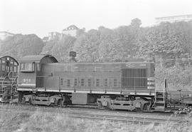 Burlington Northern diesel locomotive 915 at Tacoma, Washington in 1972.