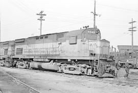 Burlington Northern diesel locomotive 4240 at Tacoma, Washington in 1971.