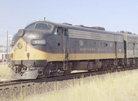 Burlington Northern diesel locomotive 820 at Spokane, Washington in 1970.