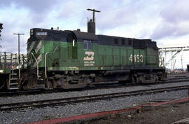 Burlington Northern Railroad Company diesel locomotive 4183 at Portland, Oregon in 1978.