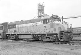 Burlington Northern diesel locomotive 5400 at Clyde, Illinois in 1972.