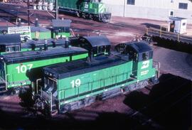 Burlington Northern Diesel Locomotive Number 19 in Denver, Colorado in 1981