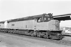 Amtrak diesel locomotive 555 at Tacoma, Washington on October 7, 1976.