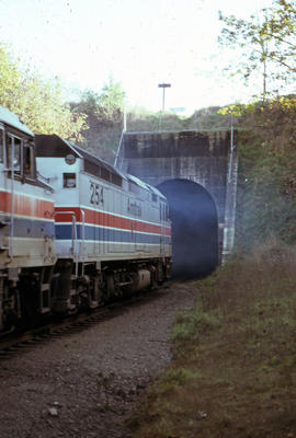 Amtrak diesel locomotive 254 at Portland, Oregon in 1978.