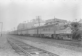 Northern Pacific diesel locomotive 6019A at Tacoma-McCarver St, Washington, in 1969.