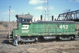 Burlington Northern diesel locomotive Number 452 at Saint Paul, Minnesota in 1979