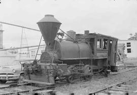 Simpson Timber Company Steam Locomotive at Mccleary, Washington in 1946.