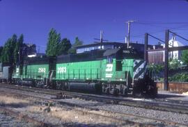 Burlington Northern 2083, Burlington Northern 2540 at Bellingham, Washington in 1987.