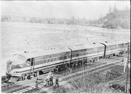 Electro-Motive Division demonstrator diesel locomotive FT at Easton, Washington, in 1940.