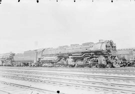 Northern Pacific steam locomotive 5100 at Livingston, Montana, circa 1955.