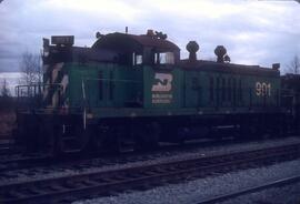 Burlington Northern 991 at New Westminster, British Columbia in 1977.