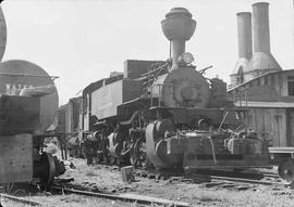 Rayonier Incorporated Steam Locomotive Number 9 at Sekiu, Washington, circa 1948.