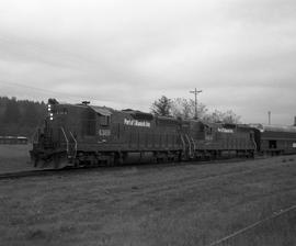 Port of Tillamook Bay Railroad diesel locomotive 4368 at Tillamook, Oregon on October 11, 1988.