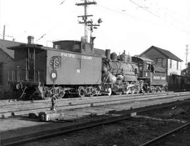 Pacific Coast Railroad steam locomotive number 15 at Renton, Washington, circa 1942.