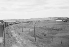 Northern Pacific diesel locomotive at Laurel, Montana, in 1953.