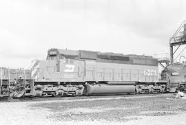 Burlington Northern diesel locomotive 6301 at Auburn, Washington in 1972.