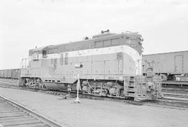 Burlington Northern diesel locomotive 1812 at Havre, Montana in 1972.