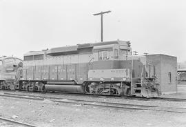 Burlington Northern diesel locomotive 2201 at Portland, Oregon in 1971.