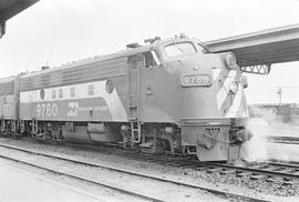 Burlington Northern diesel locomotive 9760 at Tacoma, Washington in 1971.