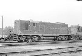 Burlington Northern diesel locomotive 1952 at Mississippi Street, Minnesota in 1972.