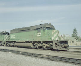 Burlington Northern diesel locomotive 6832 circa 1980.