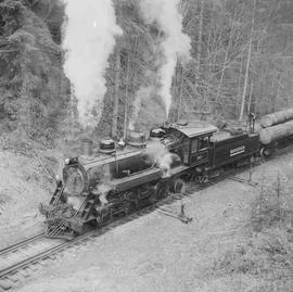 Rayonier Incorporated Steam Locomotive Number 90 at Railroad Camp, Washington in March, 1962.