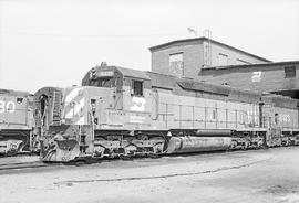 Burlington Northern diesel locomotive 6435 at Auburn, Washington in 1975.