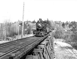 Pacific Coast Railroad freight train at Maple Valley, Washington in 1942.