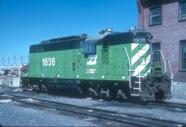 Burlington Northern 1636 at Spokane, Washington in 1977.