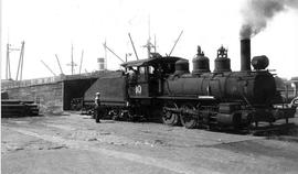 Pacific Coast Railroad steam locomotive number 10 at Seattle, Washington in 1939.