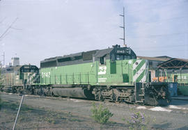 Burlington Northern diesel locomotive 8143 at Seattle, Washington in 1987.