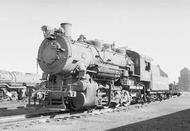 Northern Pacific steam locomotive 1186 at Laurel, Montana, in 1953.