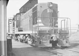 Northern Pacific diesel locomotive number 128 at Seattle, Washington, in 1947.