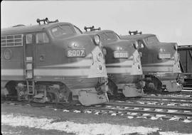 Northern Pacific diesel locomotive 6007 at Mandan, North Dakota, in 1950.