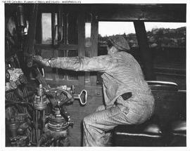 Great Northern Steam Locomotive at Interbay, Washington in 1947.