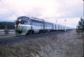 Northern Pacific Diesel Locomotive 6513A, 6701C at State Line, Washington, 1970