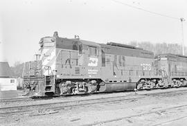 Burlington Northern diesel locomotive 1878 at Auburn, Washington, circa 1978.