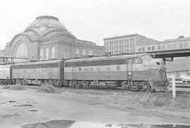 Burlington Northern diesel locomotive 9728 at Tacoma, Washington in 1971.