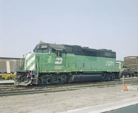 Burlington Northern diesel locomotive 2091 circa 1985.