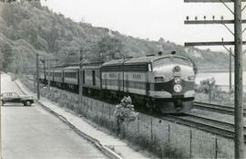 Great Northern Railway diesel locomotive 250 at Golden Gardens, Washington, undated.