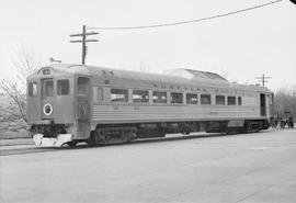 Northern Pacific rail diesel car number B-30 at Moscow, Idaho in 1955.