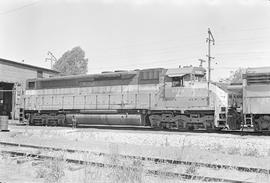 Burlington Northern diesel locomotive 9858 at Auburn, Washington in 1971.