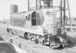 Northern Pacific diesel locomotive number 558 at Auburn, Washington, in 1954.