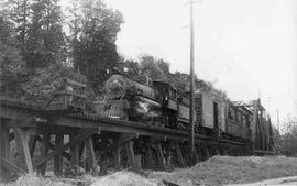 Pacific Coast Railroad freight train near Renton, Washington in 1943.