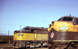 Spokane, Portland and Seattle Railway diesel locomotive 861 at Portland, Oregon (undated).